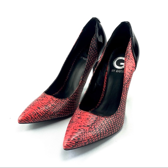 G by GUESS Carrie Black Red Snakeskin Pumps 7.5 - Picture 6 of 14